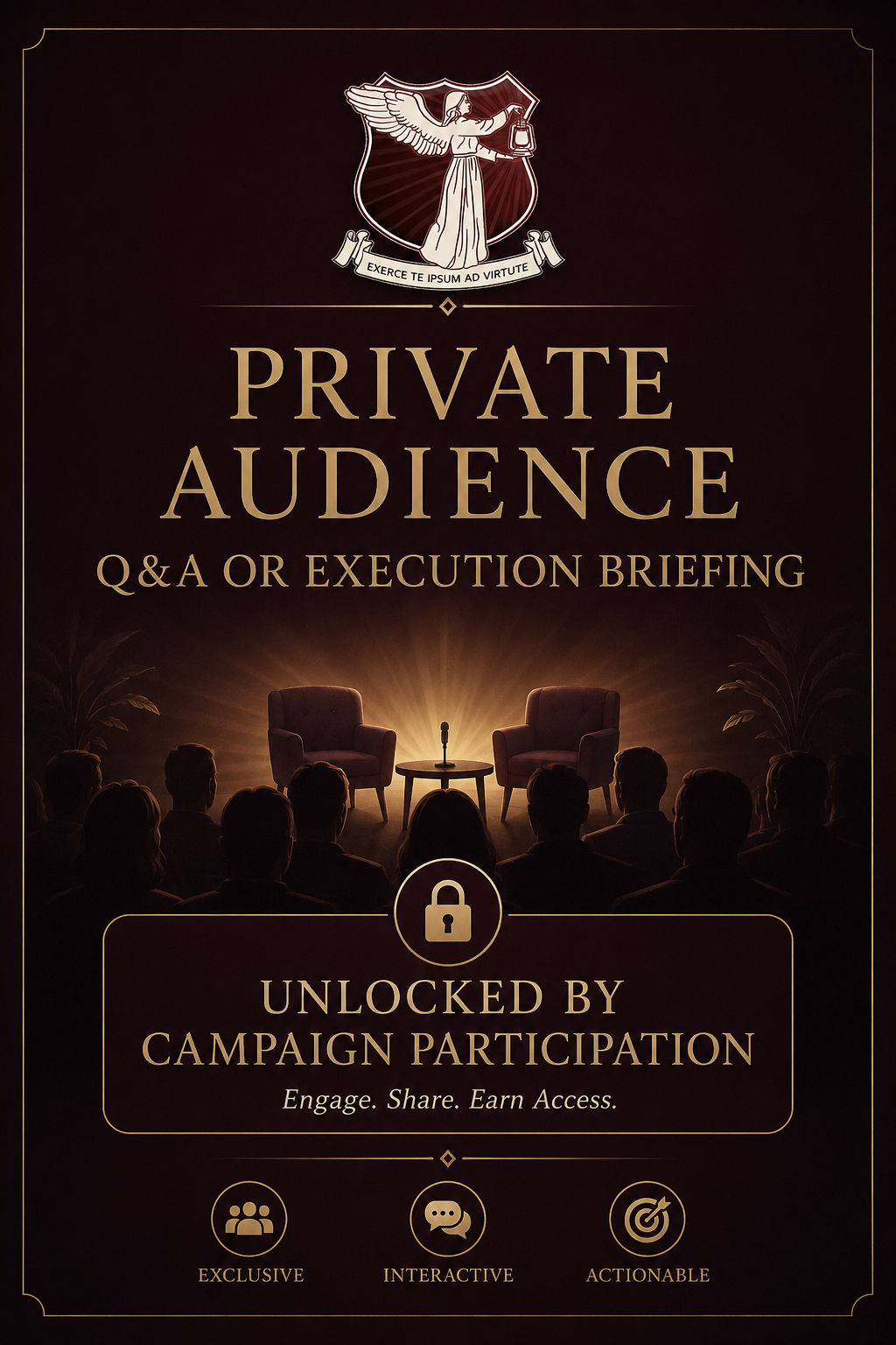 Private audience Q&A or execution briefing