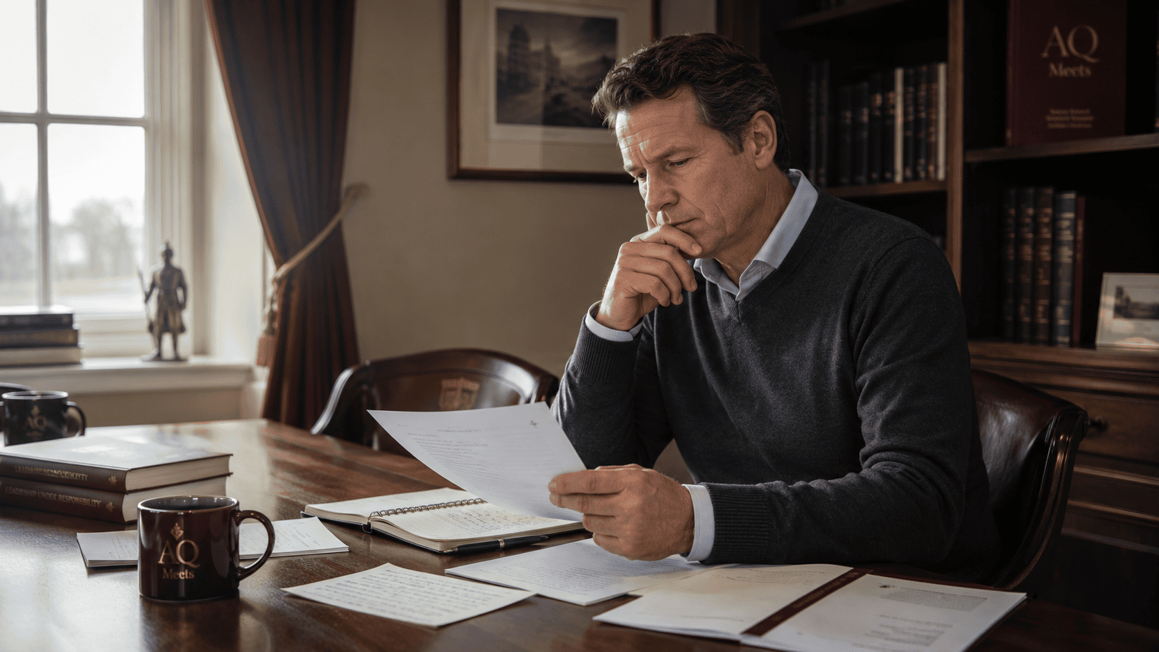 A founder preparing carefully for a leadership conversation.